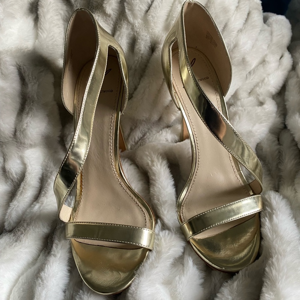 Brian Atwood Gold Wrap-Around Heel
